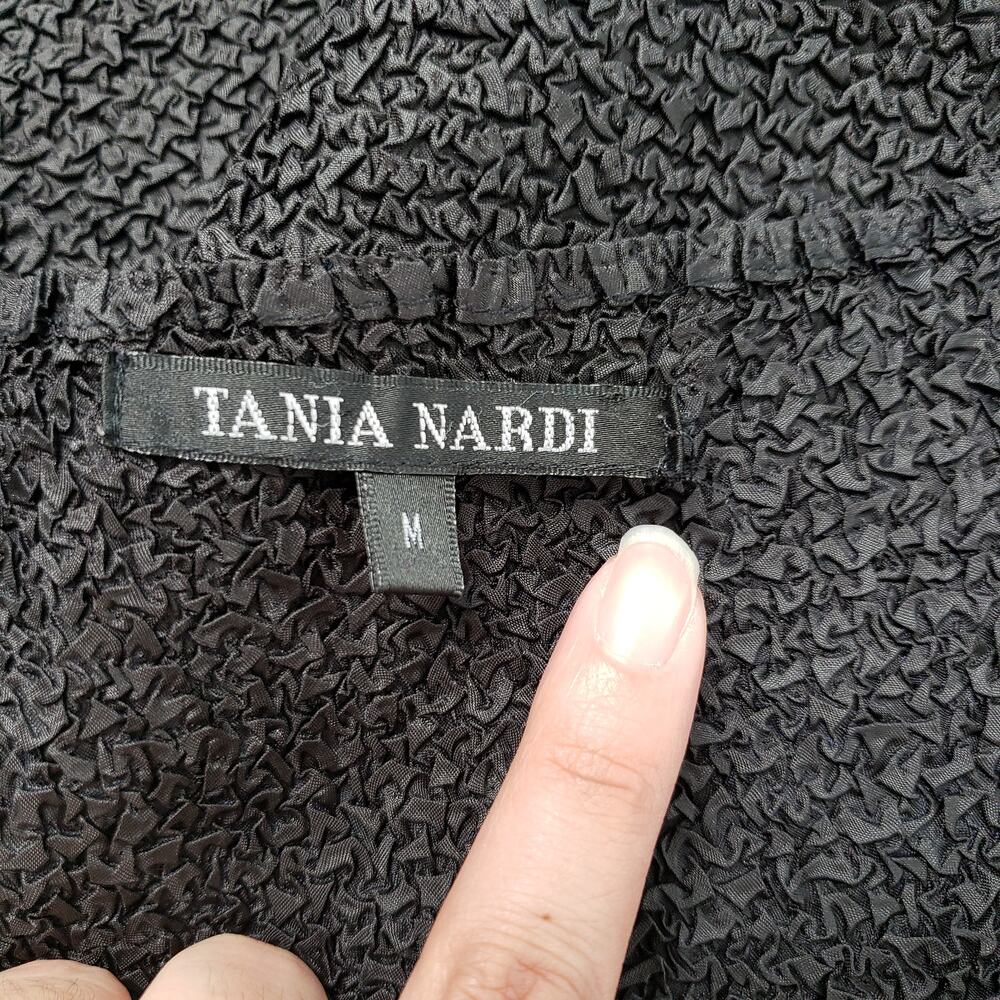 Tania Nardi Top Tank Womens Medium Black Crinkle Sleeveless Artsy Textured Goth - Picture 8 of 13